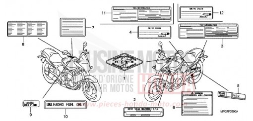 ETIQUETTE DE PRECAUTIONS CB600F8 de 2008